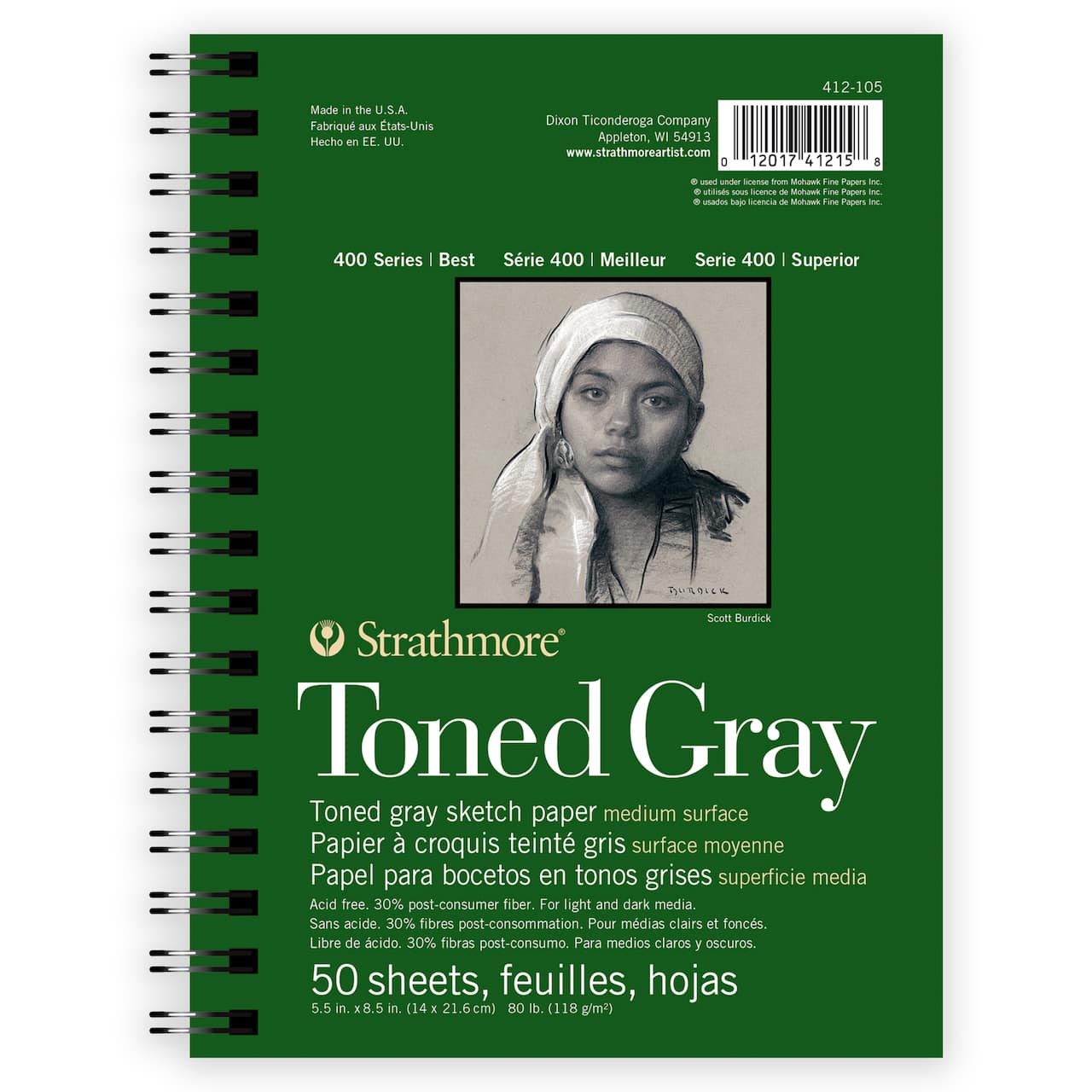 Strathmore® 400 Series Recycled Toned Gray Sketch Paper Pad